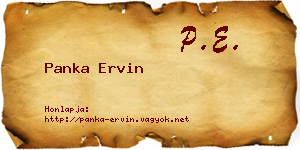 Panka Ervin névjegykártya